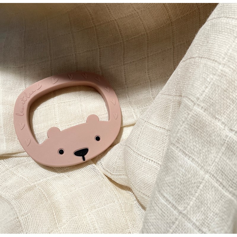 Hochet de dentition ours petit rose