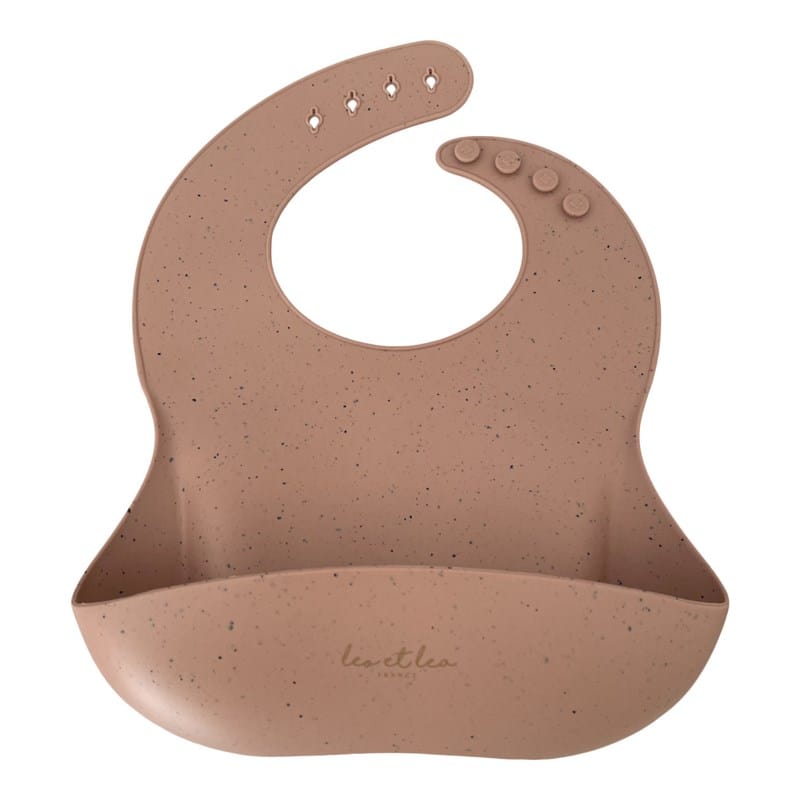 Léo et Léa France - Bavoir en silicone moucheté rose