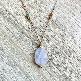 Collier sautoir karma quartz rose