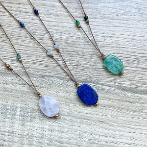 Collier sautoir karma quartz rose