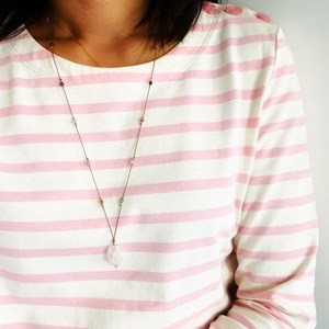 Collier sautoir karma quartz rose