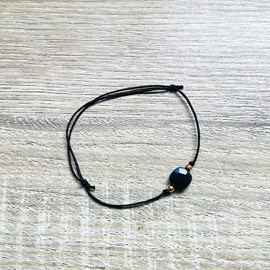 Bracelet réglable carrie agate noire