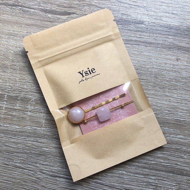 Ysie - Pochette cadeau quartz rose amour