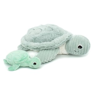 Peluche maman bébé tortue menthe