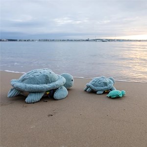 Peluche maman bébé tortue menthe