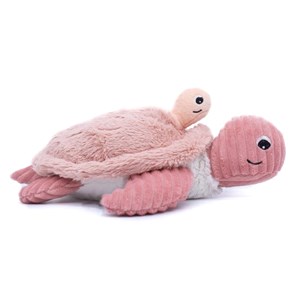 Peluche maman bébé tortue rose