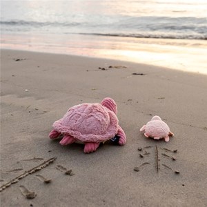Peluche maman bébé tortue rose