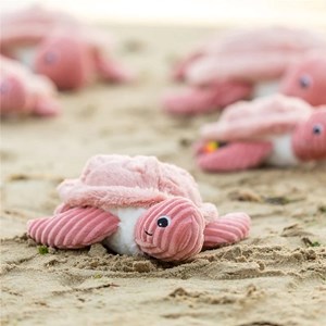 Peluche maman bébé tortue rose