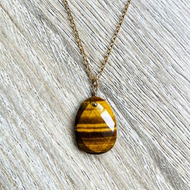 Collier alma œil de tigre brune