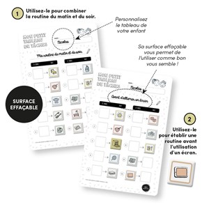 Tableau routine et tâches - 10 étapes