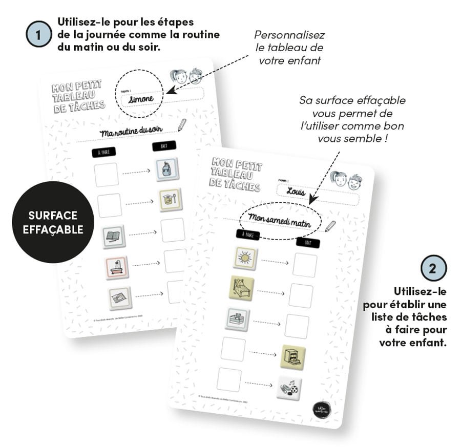 Tableau de routine pour enfants, tableau pour l'heure du matin et