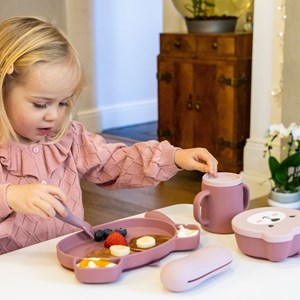 Set de couverts en silicone rose