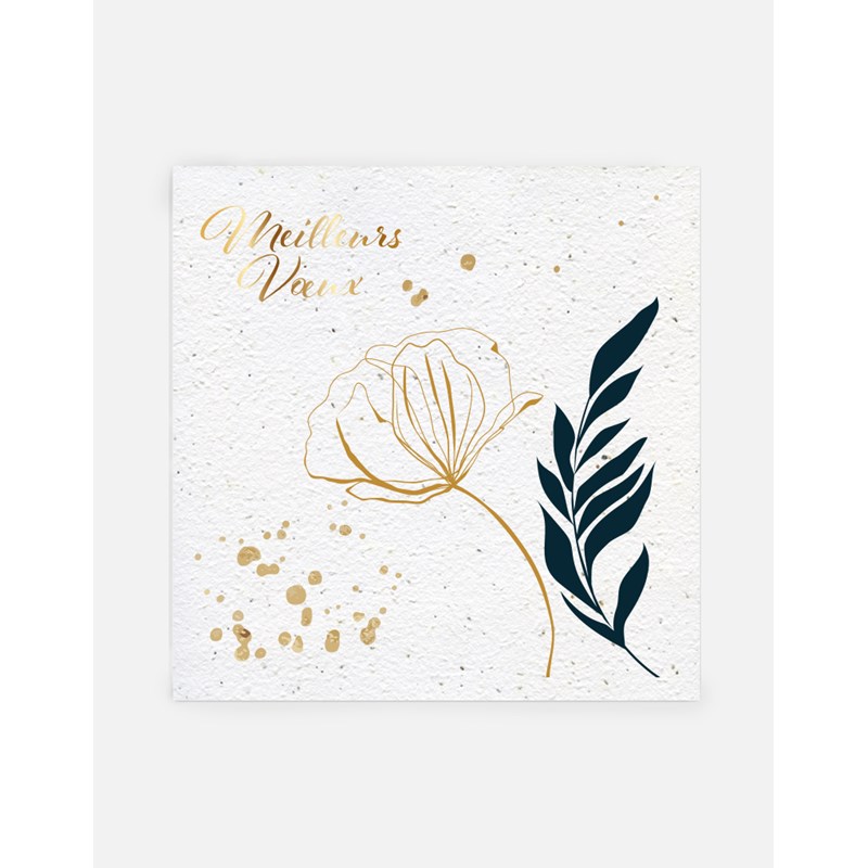 Papierfleur - Carte de voeux à planter or - lot de 5