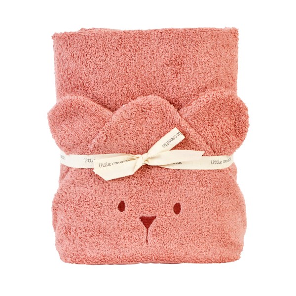 Little Crevette - Cape de bain bois de rose ourson