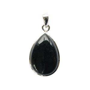 Pendentif goutte obsidienne & argent