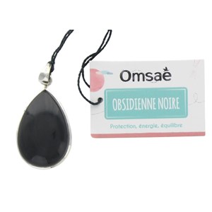 Pendentif goutte obsidienne & argent