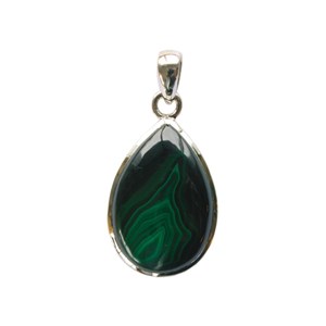 Pendentif goutte malachite & argent