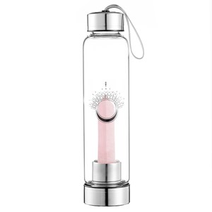 Bouteille en verre pointe quartz rose