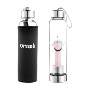 Bouteille en verre pointe quartz rose
