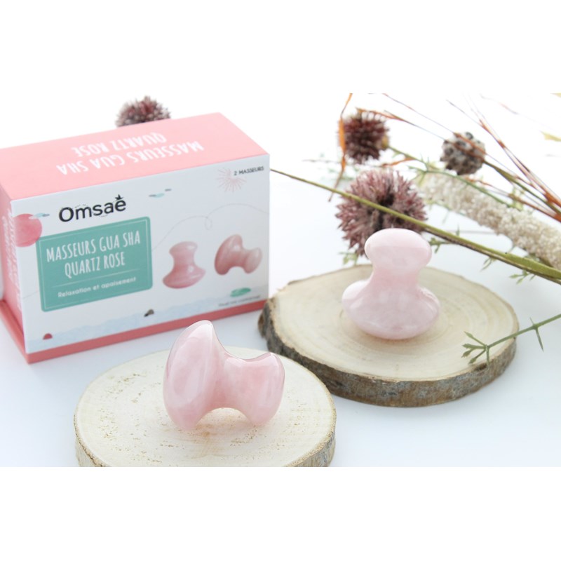 Omsaé - Coffret masseurs gua sha quartz rose