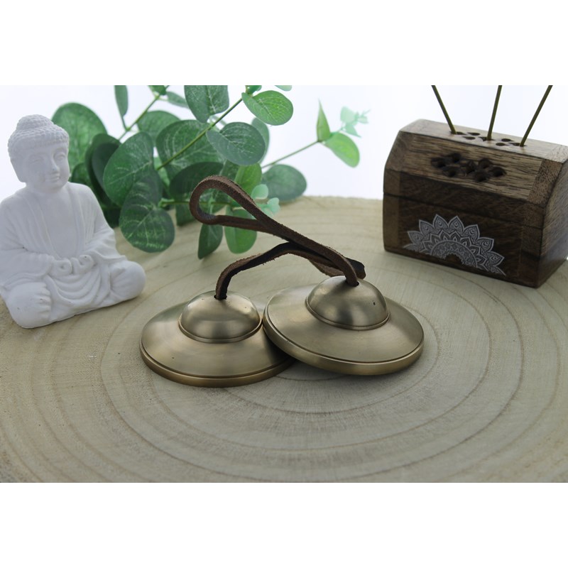 Cymbale tibétaine en bronze grand modèle