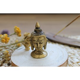 Tête de bouddha laiton doré mat 5 cm