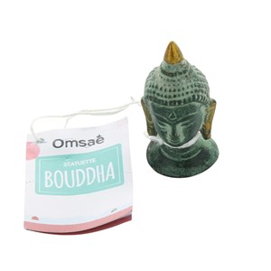 Tête de bouddha laiton vert antique 5 cm