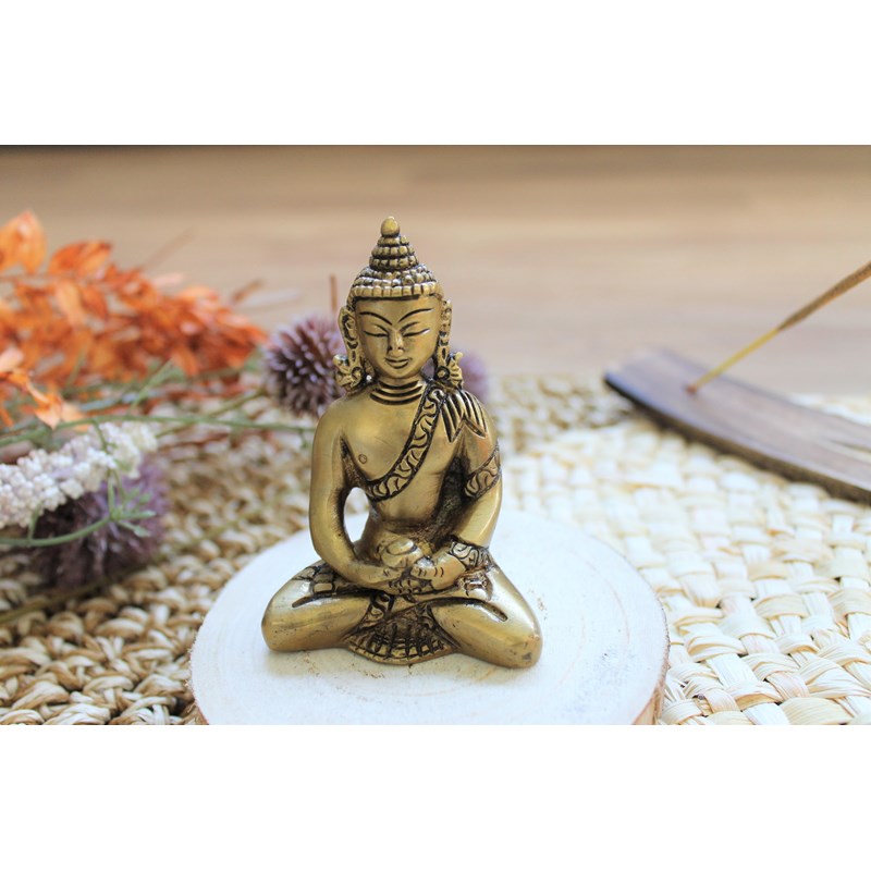 Omsaé - Bouddha dhyana mudra laiton doré mat