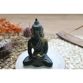 Bouddha dhyana mudra laiton vert antique