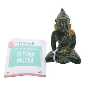 Bouddha dhyana mudra laiton vert antique