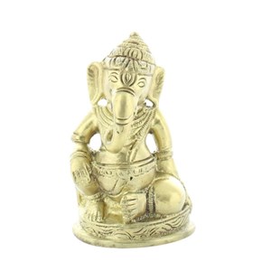 Ganesh assis laiton doré mat 8.2 cm