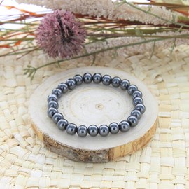 Bracelet hématite perles rondes 8 mm