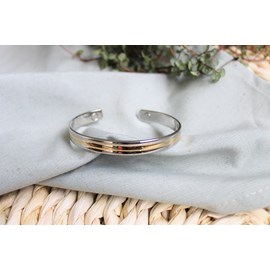 Bracelet cuivre aimants jonc 2 métaux