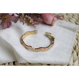 Bracelet cuivre aimants jonc forme vague