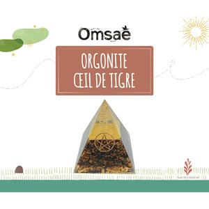 Pyramide orgonite oeil de tigre pentacle