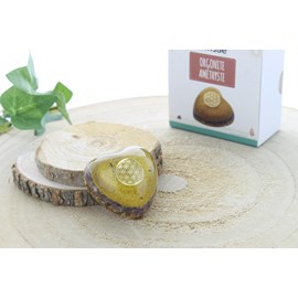 Coeur orgonite améthyste fleur de vie