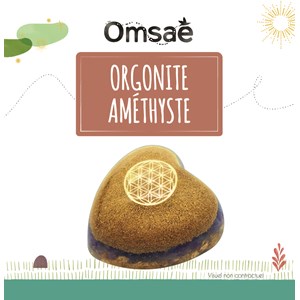 Coeur orgonite améthyste fleur de vie