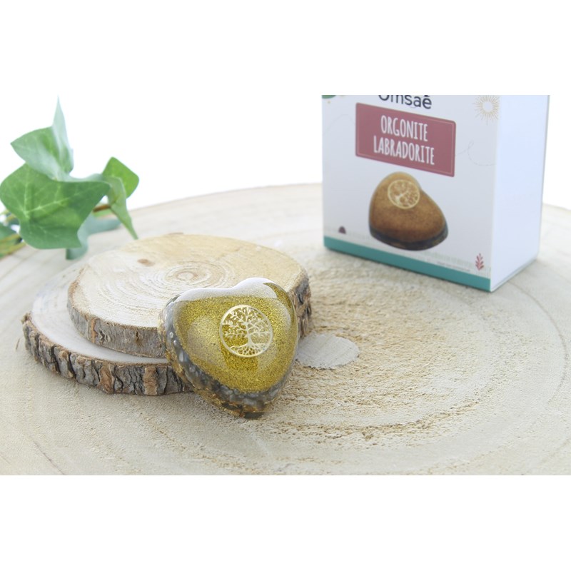 Coeur orgonite labradorite arbre de vie