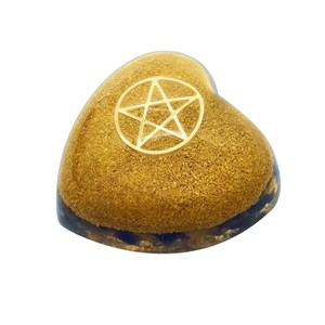 Coeur orgonite oeil de tigre pentacle