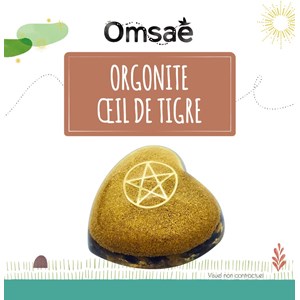 Coeur orgonite oeil de tigre pentacle