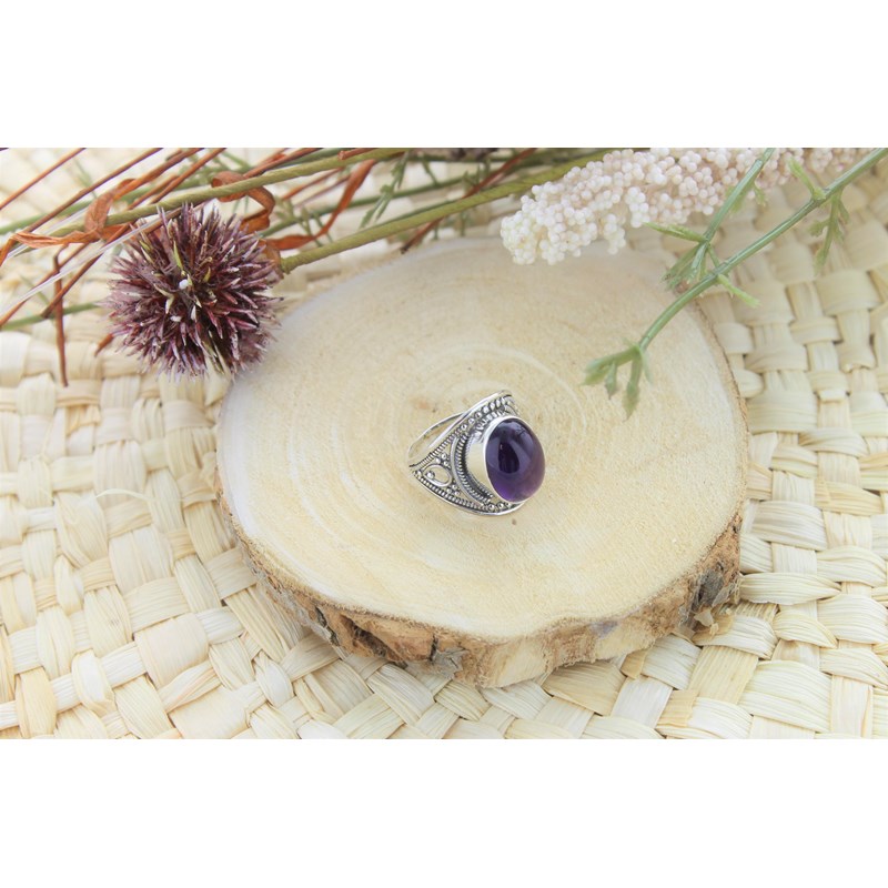 Omsaé - Bague améthyste argent 925 alaka t54