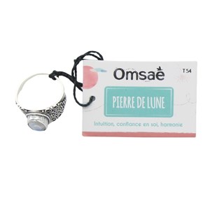 Bague pierre lune argent 925 geshna t54