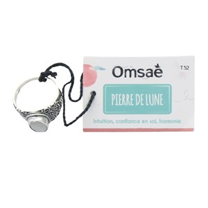 Bague pierre lune argent 925 geshna t52