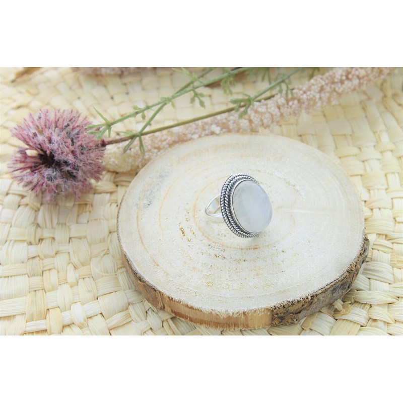 Omsaé - Bague pierre lune argent 925 ronde t54