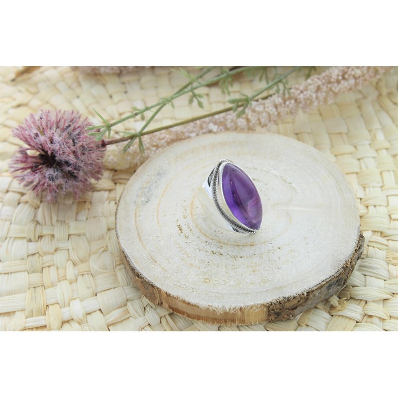 Bague améthyste argent 925 méthystos t52