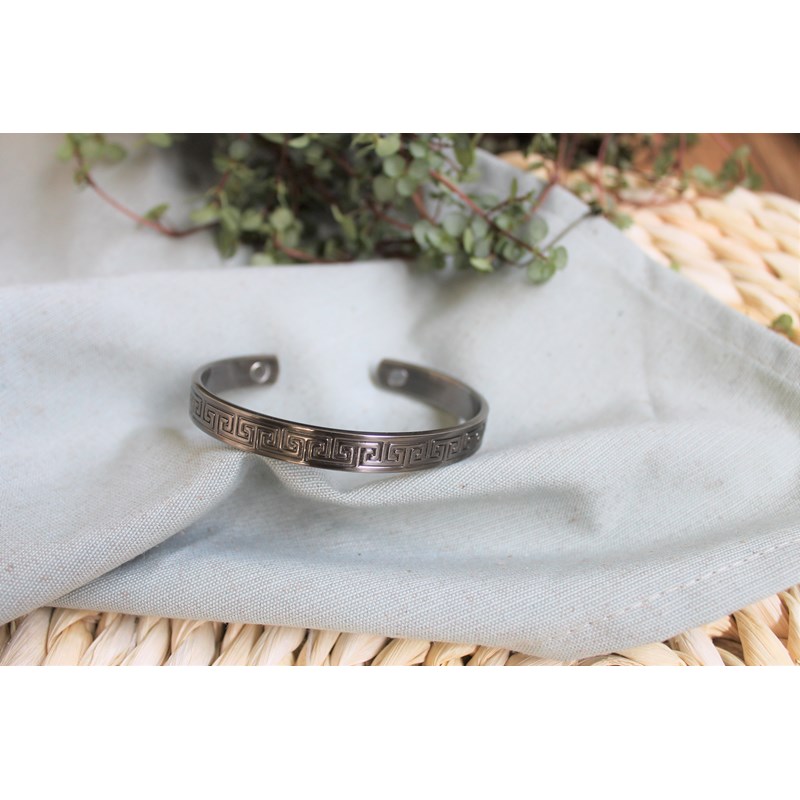 Omsaé - Bracelet cuivre aimants jonc argenté