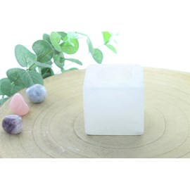 Photophore en cristal de sel blanc cube