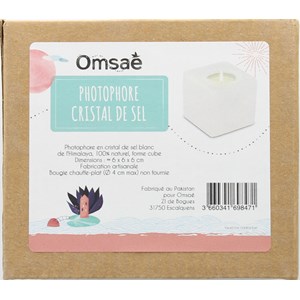 Photophore en cristal de sel blanc cube