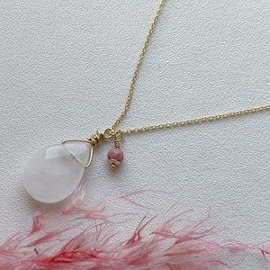 Collier mélisse quartz rose