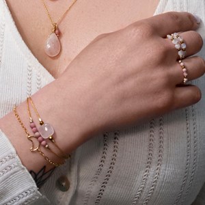 Collier mélisse quartz rose